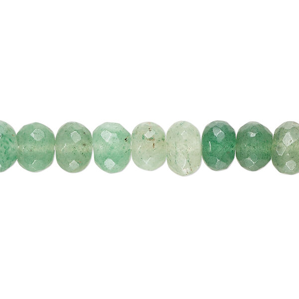 Bead 1pkg1 green aventurine, 6x4mm-8x6mm hand-cut faceted rondelle B grade, 14 inch natural shaded image number 0