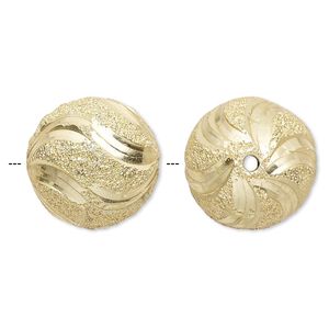 Bead, gold-finished brass, 18mm diamond-cut stardust round. Sold per pkg of 2.