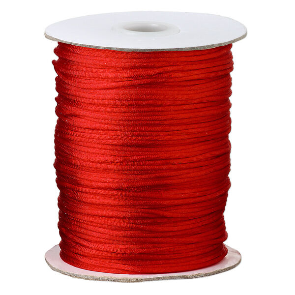 Cord, Satinique™, satin, red, 1.5mm small. Sold per 400-foot spool. image number 0
