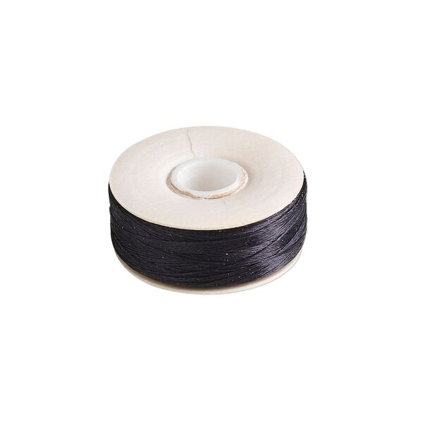 Thread, Nymo®, nylon, black, size O. Sold per 90-yard bobbin. image number 0
