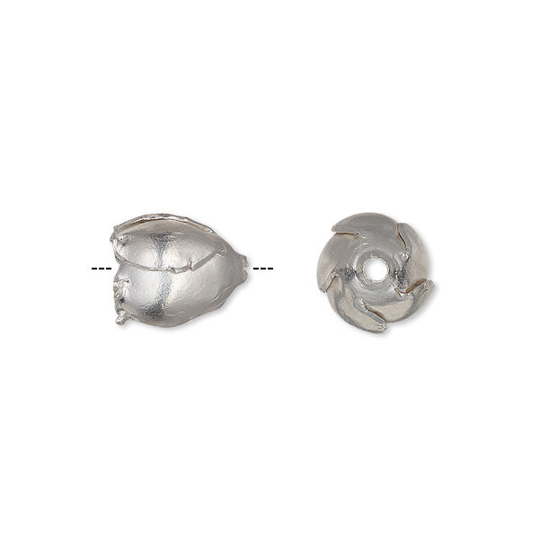 Cone, Hill Tribes, silver-plated copper, 11x9mm flower with 6mm inside diameter. Sold individually. image number 0