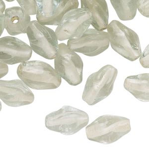 Bead, lampworked glass, clear, 12x8mm-13x9mm double cone. Sold per 2-ounce pkg, approximately 60 beads.