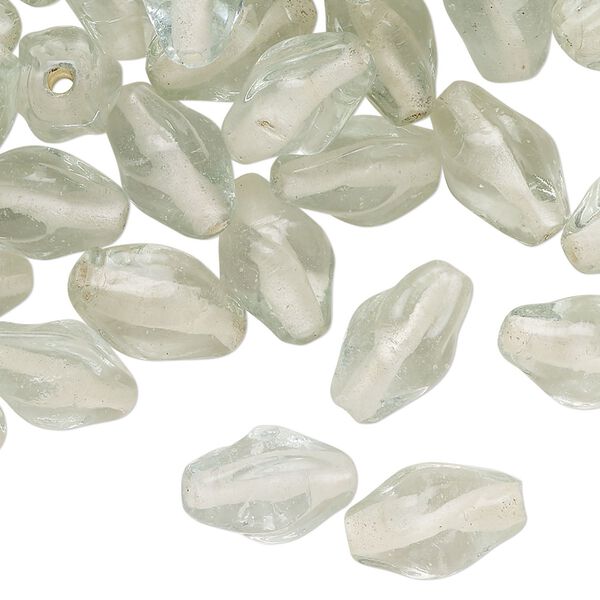 Bead, lampworked glass, clear, 12x8mm-13x9mm double cone. Sold per 2-ounce pkg, approximately 60 beads. image number 0