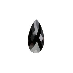 Black spinel 1pkg2, hand-cut top-drilled faceted puffed teardrop bead natural 20x10mm