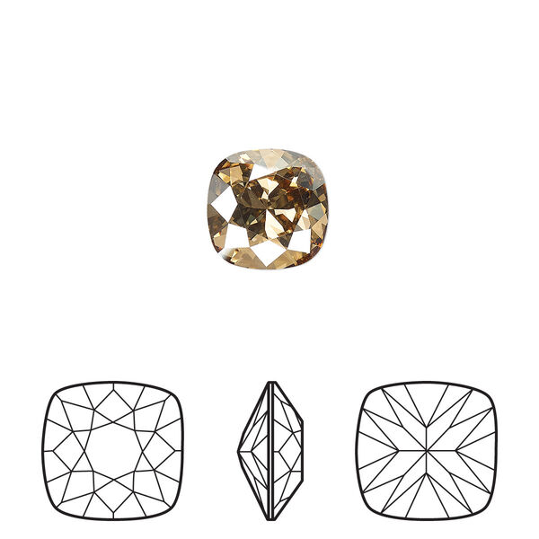 Fancy stone 2pk crystal golden shadow foil back, Crystal Passions® 10mm cushion 4470 image number 0
