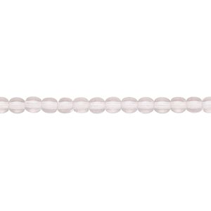 Bead, Czech glass druk, transparent pink, 4mm round with 0.8-1mm hole. Sold per 15-1/2" to 16" strand.