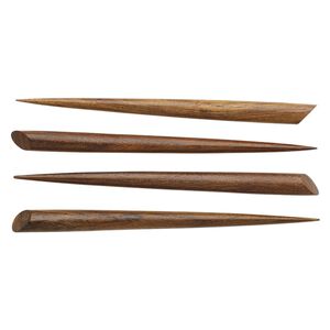 Hair stick, stained wood, brown, 6 inches with 14x10mm oval setting. Sold per pkg of 4.
