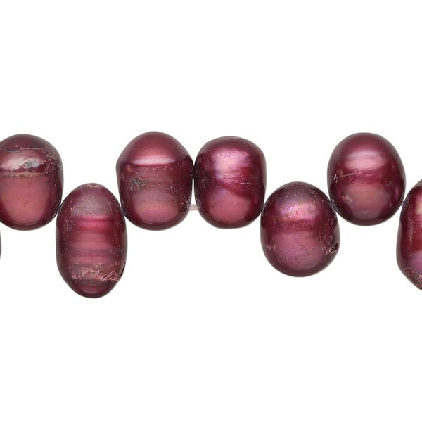 Freshwater pearl 1pkg1, top-drilled rice, 15 inch wine 8x7mm-14x9mm cultured image number 0