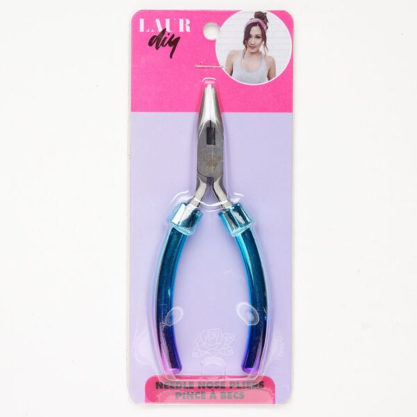 Pliers, needle-nose 1pkg1, steel and plastic, blue and purple, 5-1/4 inches. image number 0