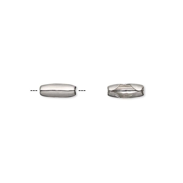 Ball chain connector, stainless steel, 9x3mm, fits 2.4mm ball chain. Sold per pkg of 10. image number 0
