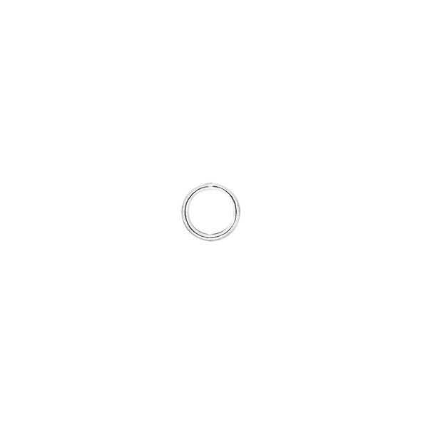 Jump ring, silver-plated brass, 6mm soldered round, 4.5mm inside diameter, 20 gauge. Sold per pkg of 100. image number 0