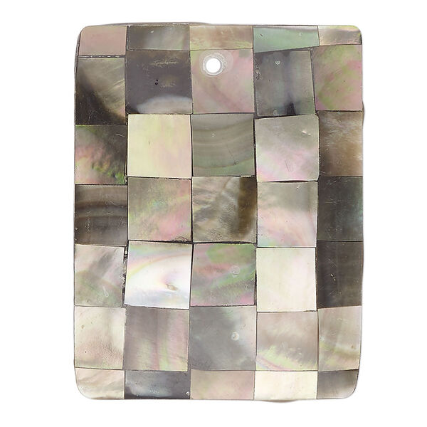 Focal, black lip shell (assembled), 39x30mm flat single-sided rectangle. Sold individually. image number 0