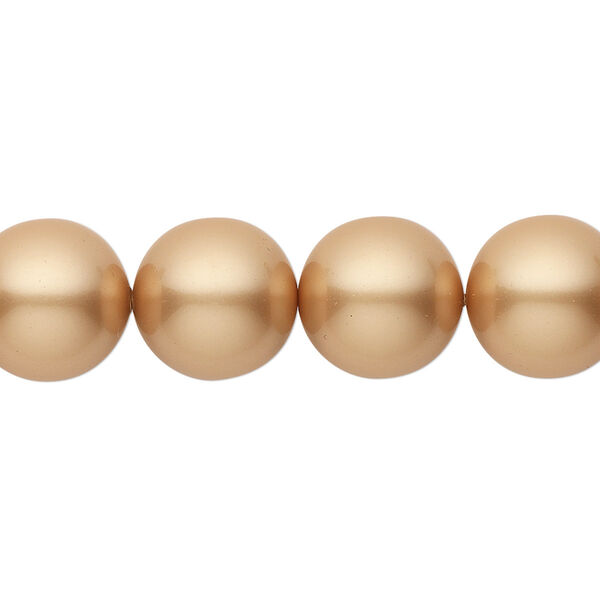 Pearl 10pk vintage gold, Crystal Passions® 12mm round 5810 image number 0