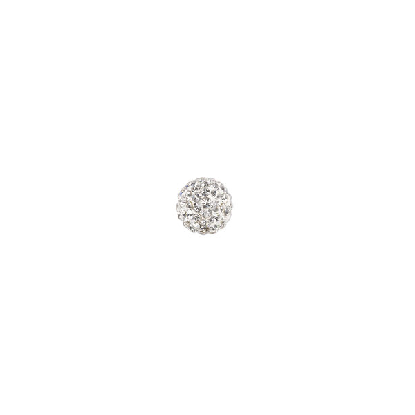Bead, glass rhinestone / epoxy / resin, white and clear, 12mm round. Sold individually. image number 0