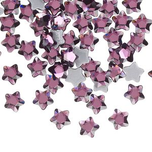 Flat back 360pk amethyst foil back, Swarovski® hotfix 6mm star flower 2754
