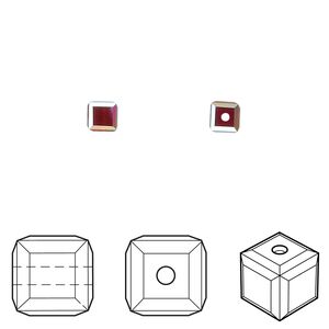 Bead 12pk Siam AB, Crystal Passions® 4mm cube 5601