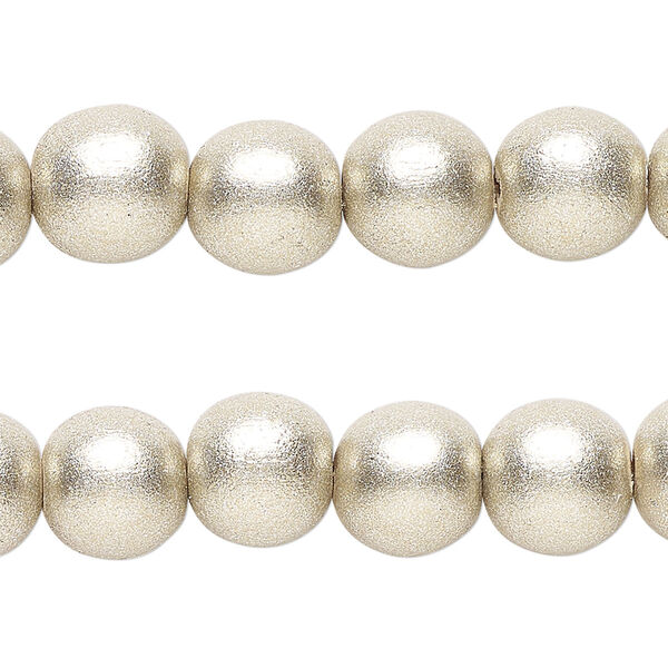 Taiwanese cheesewood 1pkg2, hand-cut painted round bead 15.5-16 inch metallic platinum 10mm image number 0