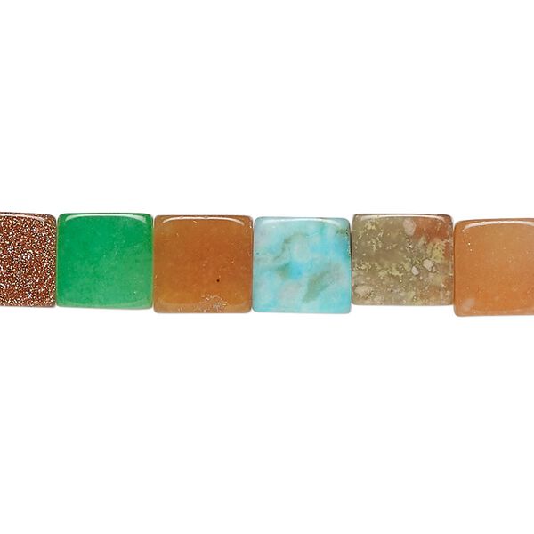 Multi-gemstone / glass 1pkg1, cube bead 15 inch 8-9mm image number 0