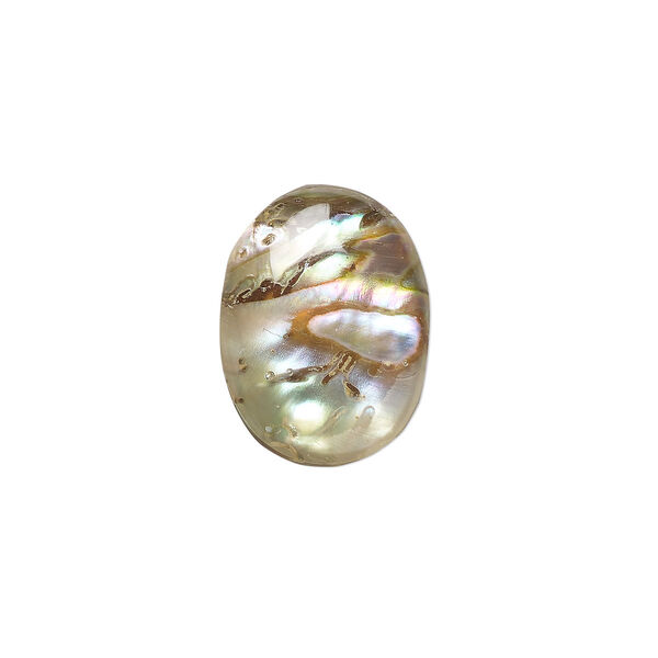 Cabochon, abalone shell (coated), 16x12mm calibrated oval, Mohs hardness 3-1/2. Sold per pkg of 4. image number 0