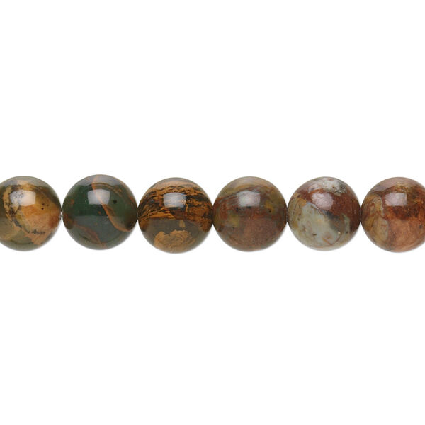Bead, green "opal" (chalcedony) (natural), 8mm round, B grade, Mohs hardness 5 to 6-1/2.. Sold per 15-1/2" to 16" strand. image number 0