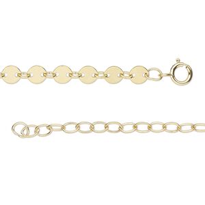 Chain 1pkg1 14Kt gold-filled bar, 4.2mm flat round / springring clasp, 18 inch