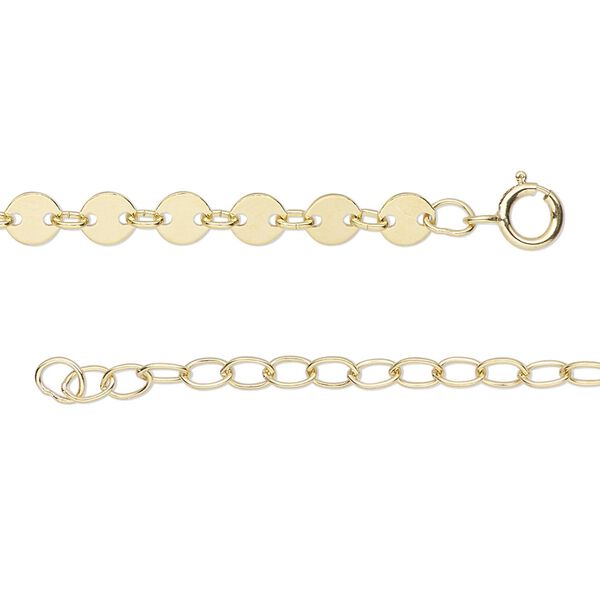 Chain, 14Kt gold-filled, 4.2mm flat round, 18 inches with 2-inch extender chain and springring clasp. Sold individually. image number 0