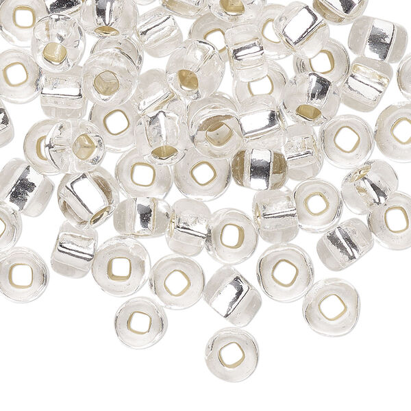 Seed bead, Preciosa Ornela Czech glass, pkg/50g, #2 rocaille, transparent silver-lined clear, (78102). image number 0