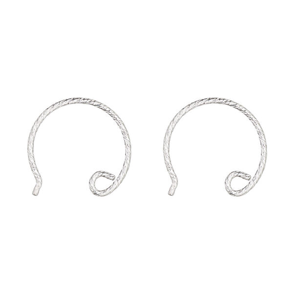 Ear wire, sterling silver, 13mm diamond-cut French hook with open loop, 21 gauge. Sold per pair. image number 0