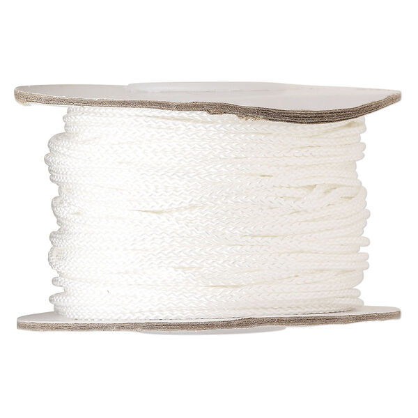 Cord, nylon, white, 1.5mm round. Sold per 100-foot spool. image number 0