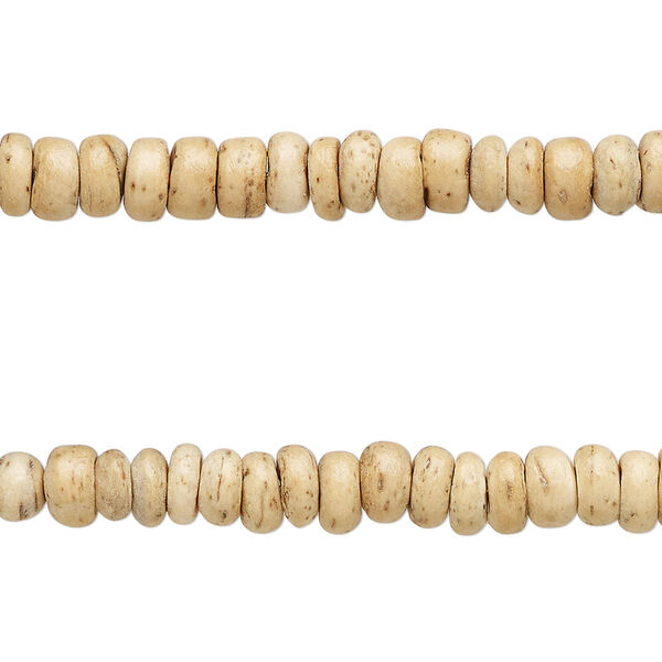 Bead, coconut shell (waxed), 6x2mm-6x4mm hand-cut rondelle. Sold per pkg of (2) 16-inch strands. image number 0