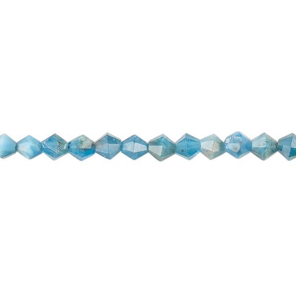 Blue apatite 1pkg1, faceted bicone bead natural 15.5-16 inch 4mm image number 0