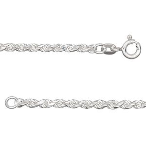 Chain 1pkg1 sterling silver French rope, 2.75mm / mixed clasp, 16 inch