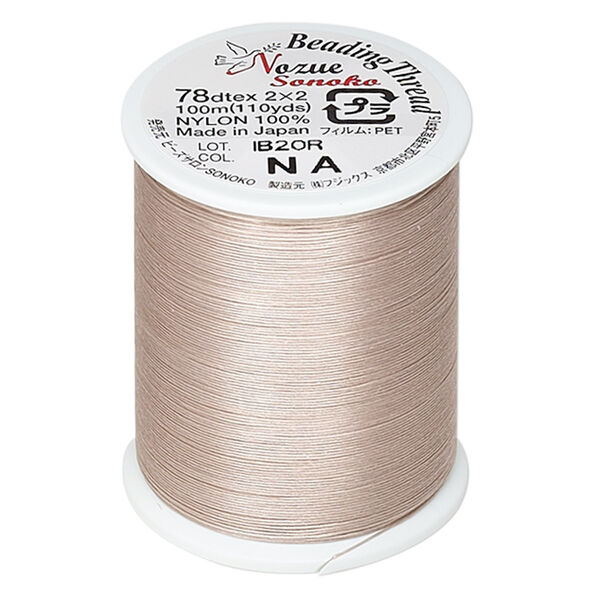 Thread, Nozue Sonoko, nylon, beige, 0.29mm diameter, 8-pound test. Sold per 110-yard spool. image number 0