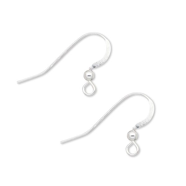 Ear wire, sterling silver-filled, 16mm flat fishhook with 2.5mm ball and open loop, 23 gauge. Sold per pkg of 5 pairs. image number 0