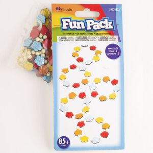 Bracelet mix, acrylic, pkg/1, 6mm round and 15x14mm flower, mixed colors.