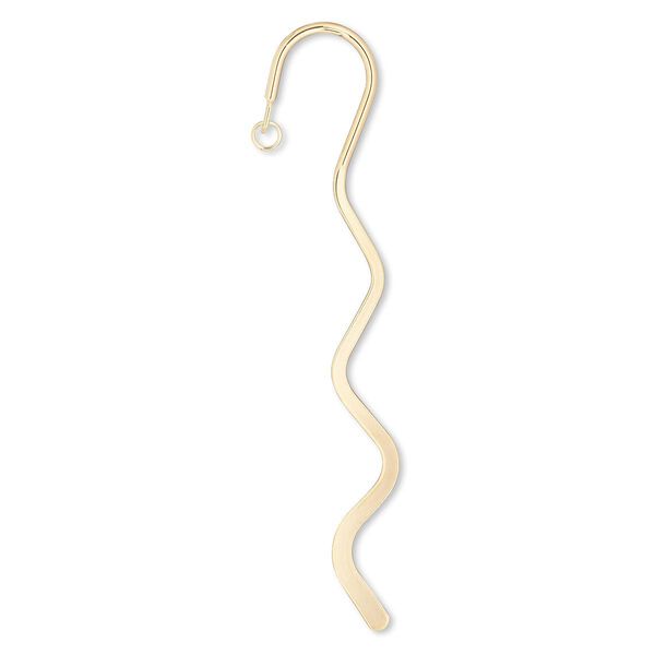 Bookmark, gold-plated steel, 6-inch wavy design with 8mm open jump ring. Sold per pkg of 2. image number 0
