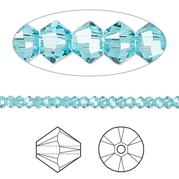 Bead 144pk light turquoise, Crystal Passions® 3mm bicone 5328 image number 0