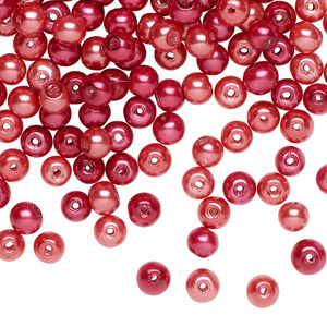 Glass pearl mix 1pkg250, fruit punch and pink salmon, 4mm round