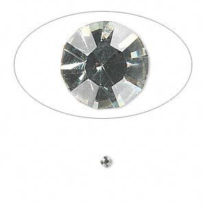 Chaton, glass rhinestone, black diamond, foil back, 2.2-2.3mm faceted round, PP16. Sold per pkg of 72.