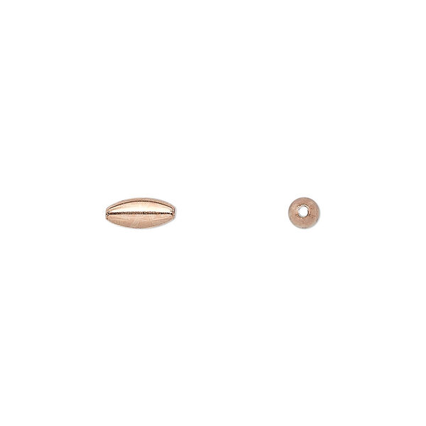 Bead, clear-coated copper, 7x3mm oval. Sold per pkg of 100. image number 0