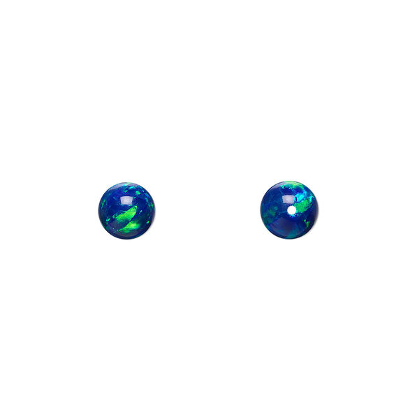 Bead, "opal" (silica and epoxy) (man-made), dark blue, 6mm round. Sold individually. image number 0