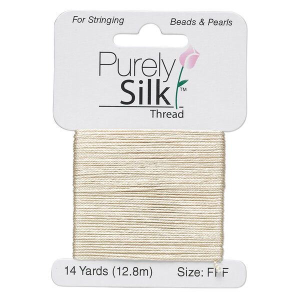 Thread, Purely Silk™, ecru, size FFF. Sold per 14-yard card. image number 0