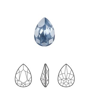 Fancy stone 144pk crystal denim ignite LacquerPRO, Swarovski® 14x10mm pear 4320