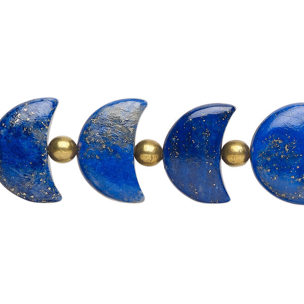 Bead, lapis lazuli (natural), 15x10mm hand-cut half-moon, B- grade, Mohs hardness 5-6. Sold per pkg of 16. image number 0