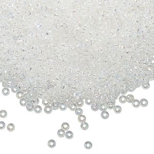Seed bead, Miyuki, glass, pkg/250g, 2.2x1mm spacer rondelle, translucent AB clear, (SPR2.2-250).