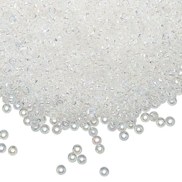 Seed bead, Miyuki, glass, pkg/250g, 2.2x1mm spacer rondelle, translucent AB clear, (SPR2.2-250). image number 0