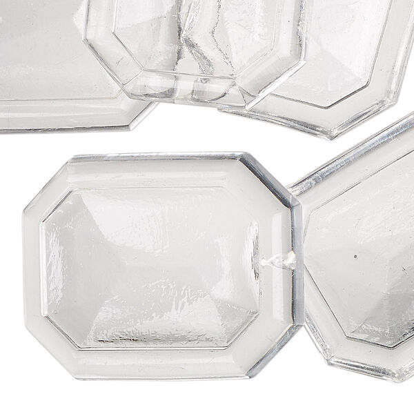 Embellishment, acrylic, transparent clear, 33x26mm flat octagon with 25x18mm octagon setting. Sold per pkg of 6. image number 0