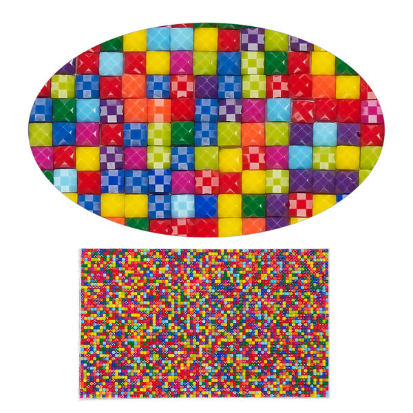 Adhesive sheet, My Style Deco Art™, peel-off, resin and glue, rainbow, 8 x 4-3/4 inch rectangle, 1.8mm thick with checker design. Sold individually. image number 0