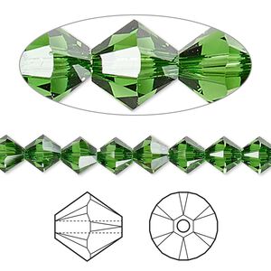 Bead 24pk dark moss green, Crystal Passions® 6mm bicone 5328