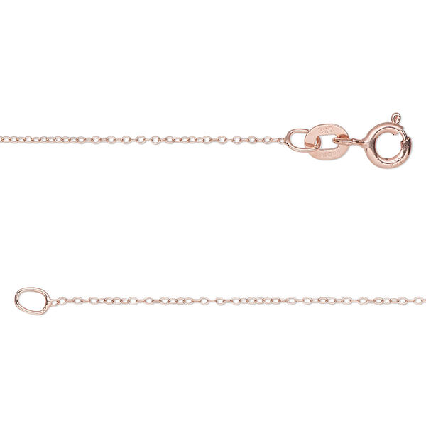 Chain, Gossamer™, rose gold-plated sterling silver, 0.8mm cable, 18 inches with springring clasp. Sold individually. image number 0